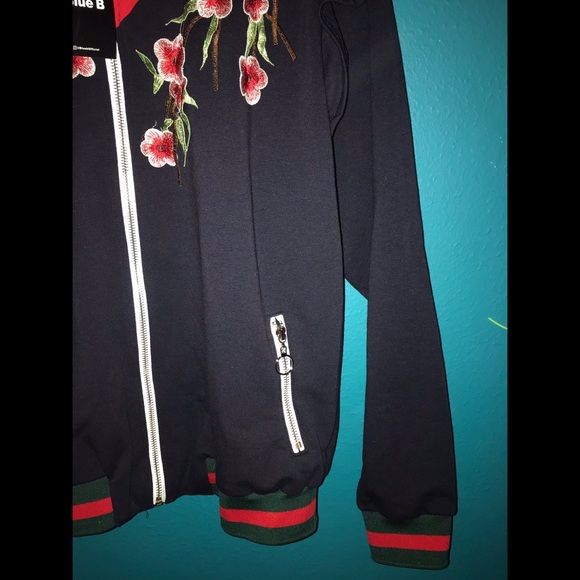 Floral Cherry Blossom Embroidered Bomber Jacket M - Picture 3 of 7